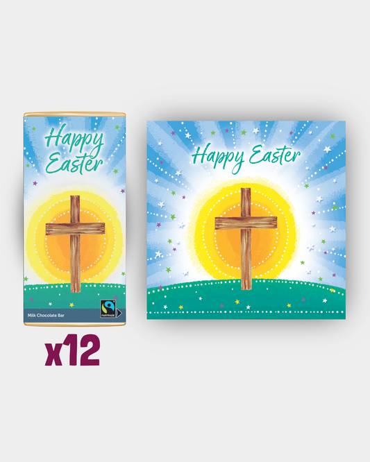 12 Easter Cross Choc Bars & FREE Pack of cards