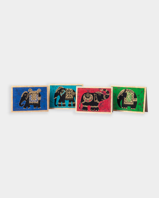 4 Batik Elephant Cards