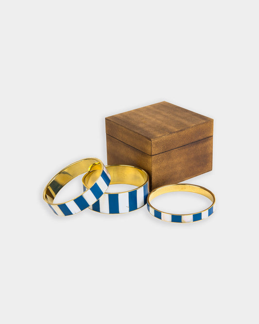 Set of 3 Indigo Brass Bracelets