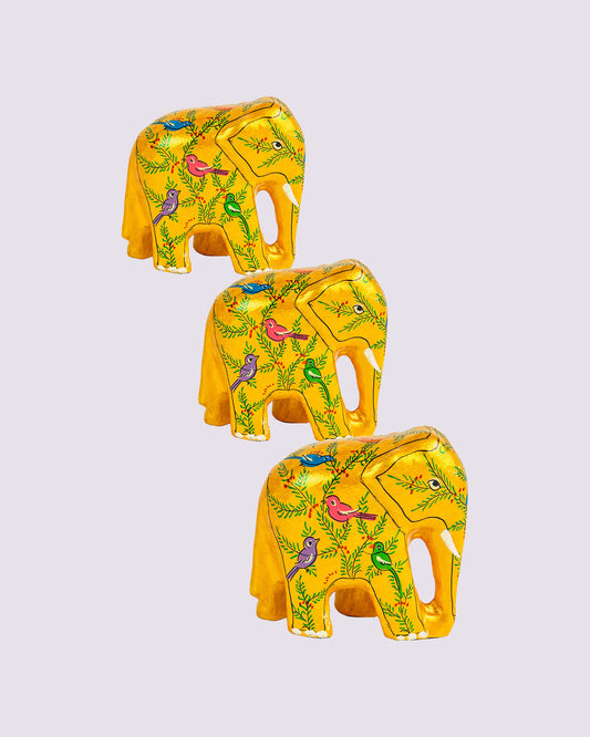 3 Painted Elephants Ornaments