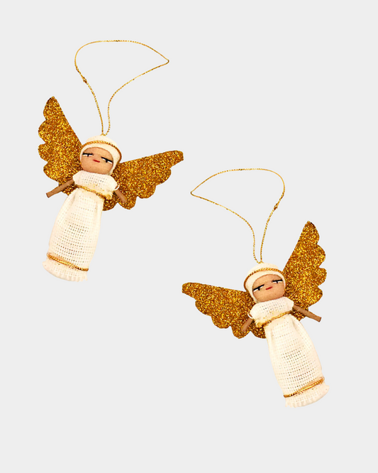 2 Angels-White with Gold Wings