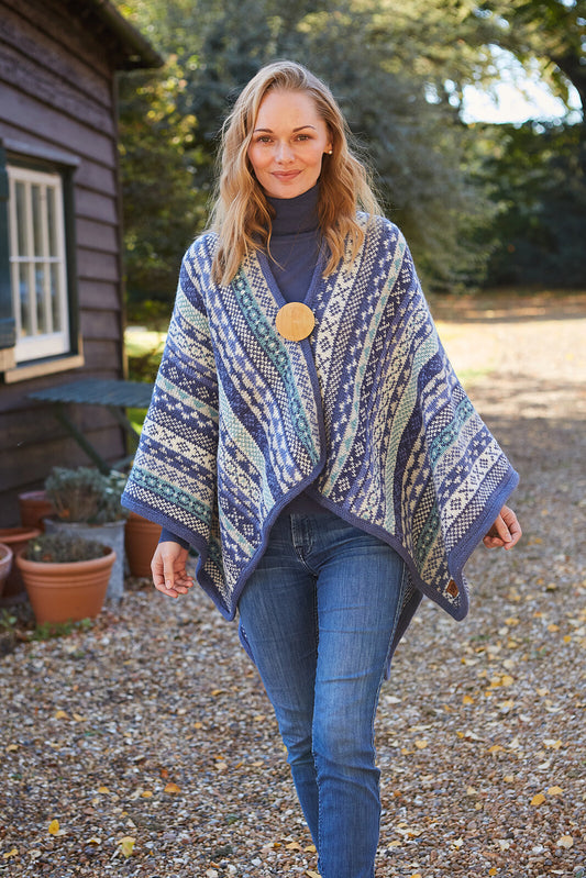 Classic Fair Isle Wrap - Denim