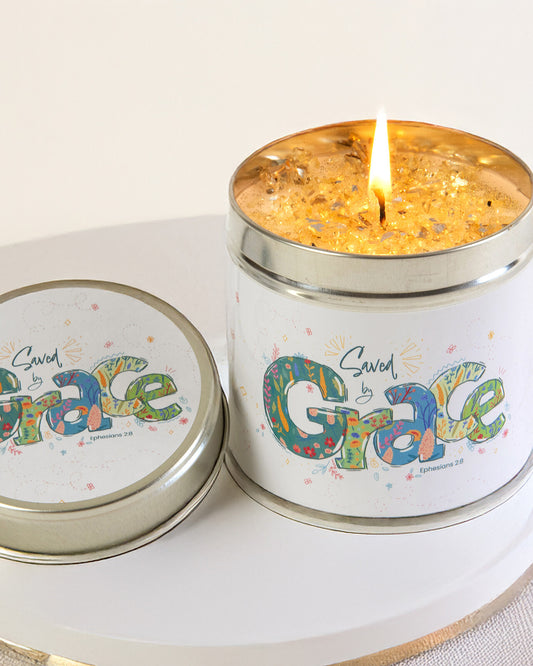 Saved By Grace Candle Tin
