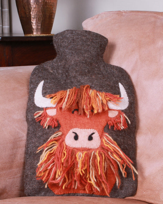 Felt Highland Cow Hot Water Bottle