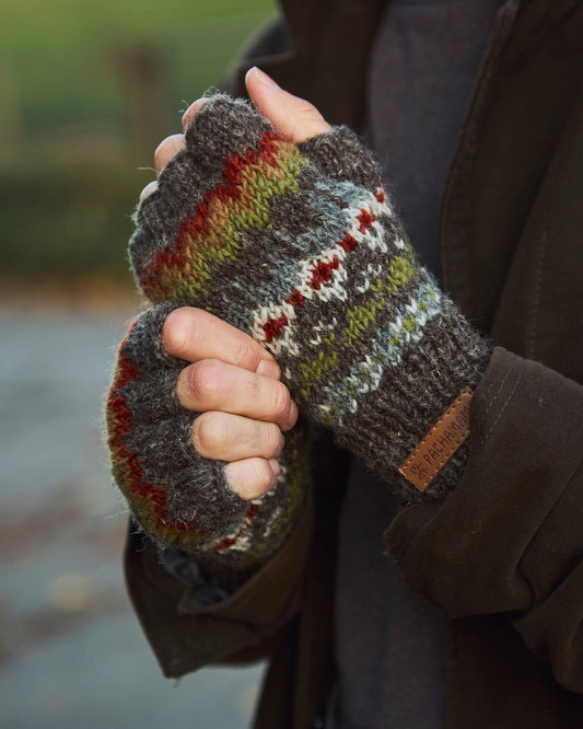 Mens Westport Fingerless Gloves Earth