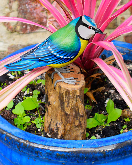 Hand Carved Blue Tit