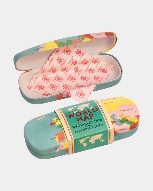 Glasses case & cleaning cloth - World Map