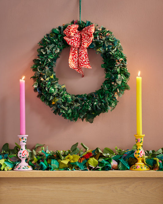 Recycled Sari Large Green Wreath