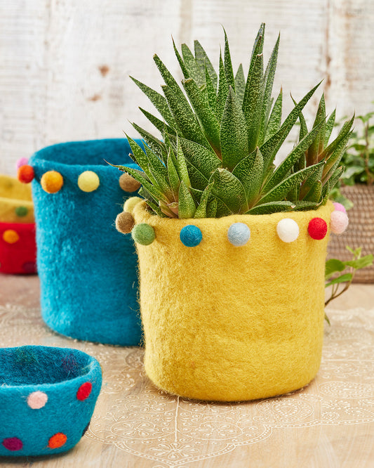 2 Felt Rainbow Ball Planters