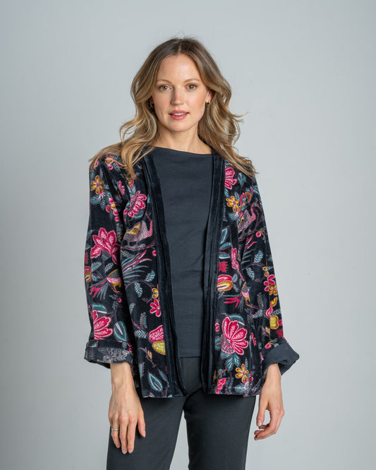 Black Printed Velvet Jacket