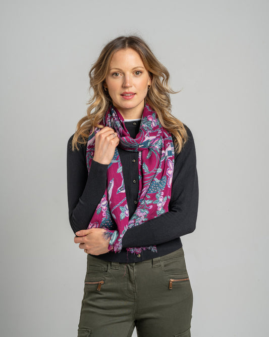 Plum Floral Printed Scarf