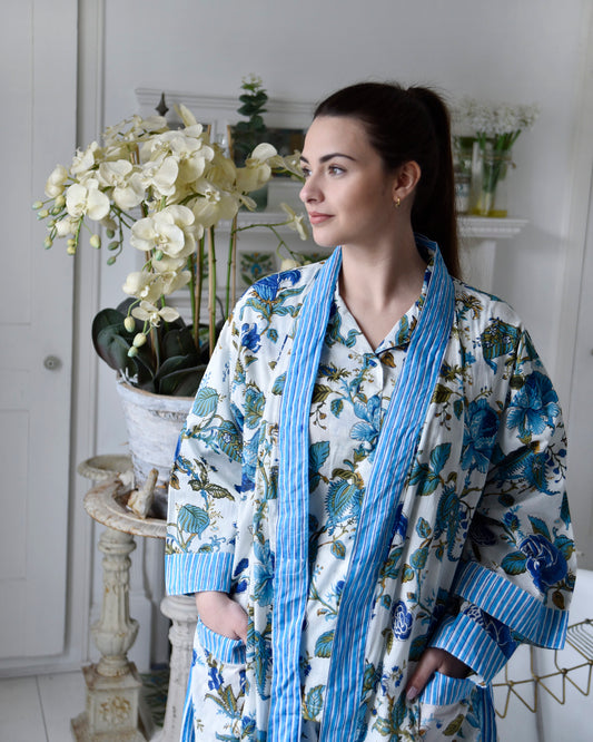 Blue Rose Ladies Dressing Gown