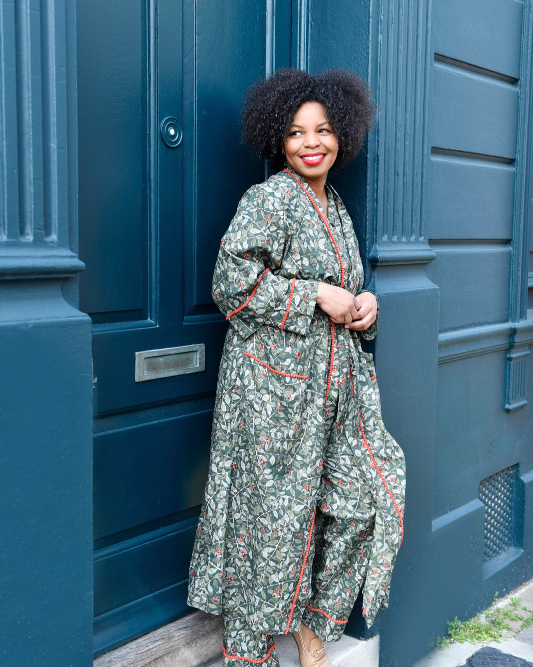 Winter Berry Jaipur Print 100% Cotton Ladies Dressing Gown | The Leprosy Mission Shop Winter Berry Jaipur Print 100% Cotton Ladies Dressing Gown | The Leprosy Mission Shop