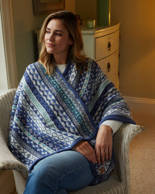 Classic Fair Isle Wrap - Denim