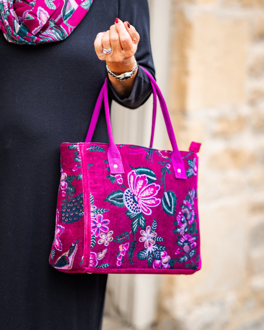 Plum Velvet Tote Handbag