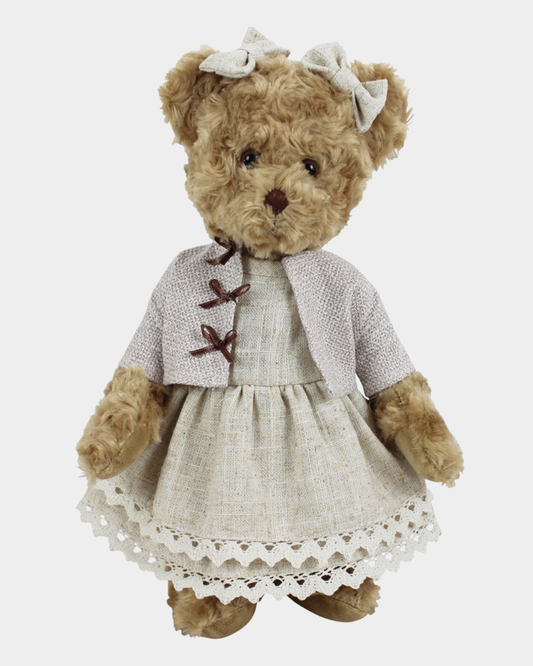 Teddy Bear wearing Linen Dress and Jacket