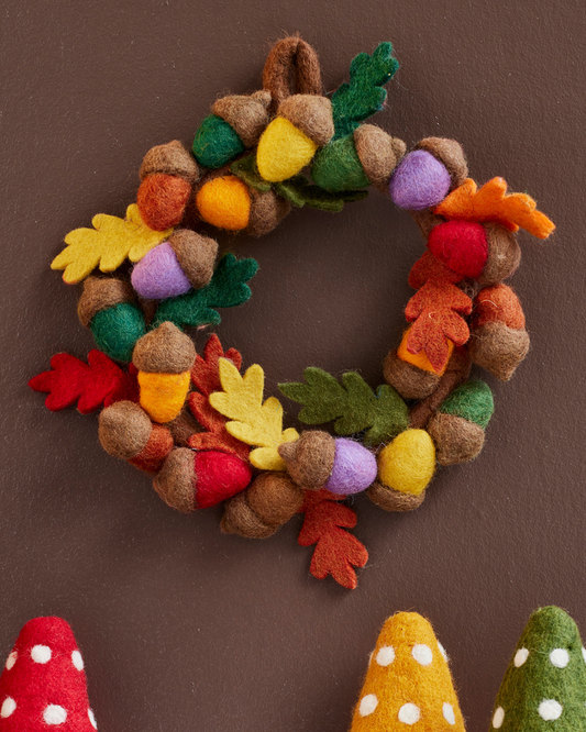 Felt Rainbow Acorn Wreath