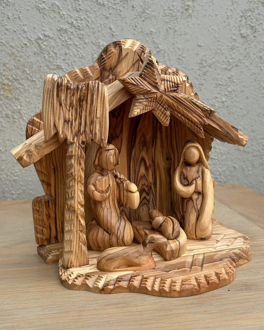 Olive Wood Nativity Stable Scene