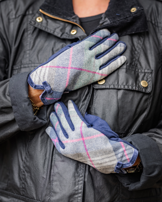 Blue Tweed Gloves