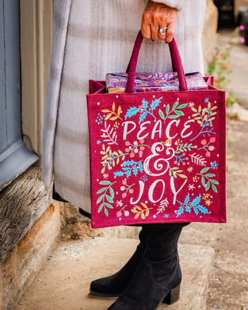 Peace & Joy Jute Bag