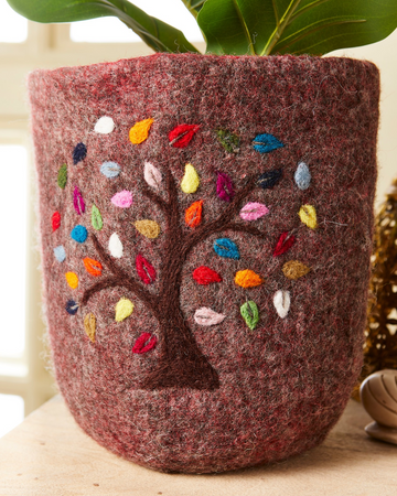 Tree of Life Felt Basket/Planter