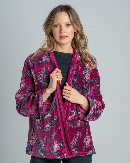 Printed Plum Velvet Jacket