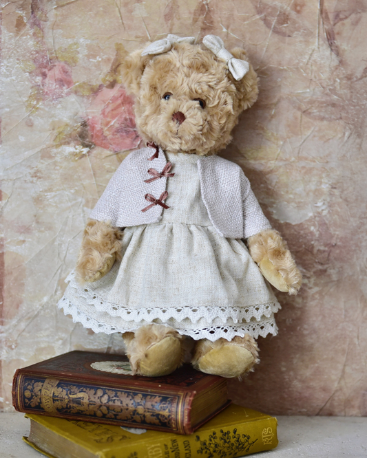 Teddy Bear wearing Linen Dress and Jacket