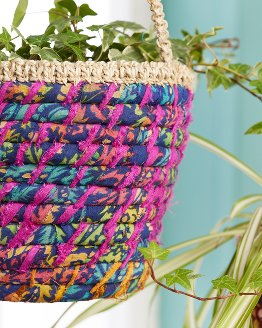 Recycled Sari Hanging Plant Basket