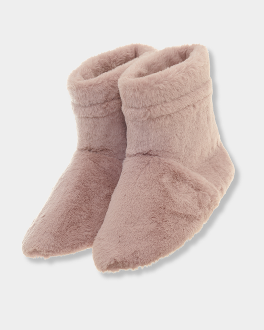 Pink Faux Fur Warming Slipper Boots