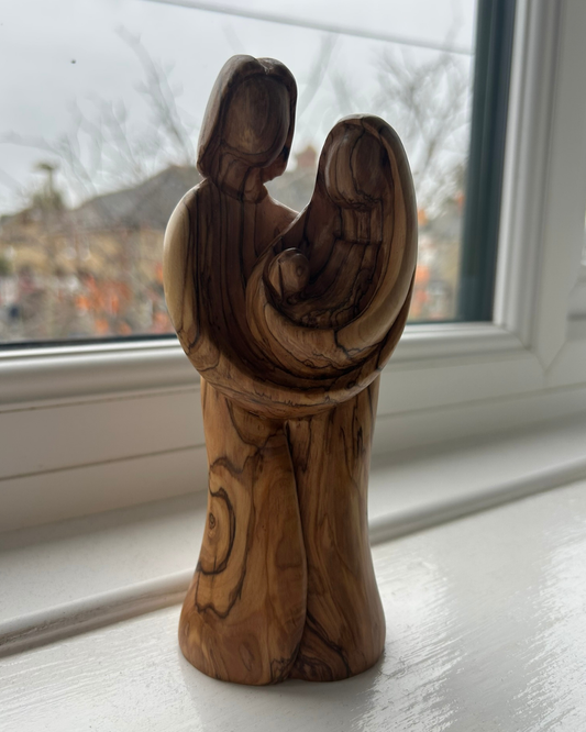 Olive Wood Holy Family Figurine