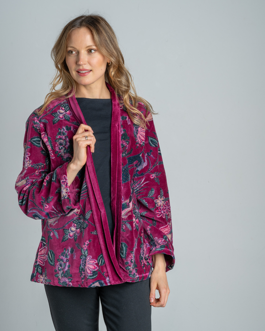 Printed Plum Velvet Jacket
