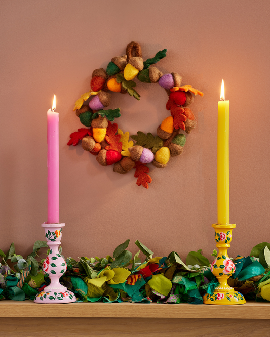 Felt Rainbow Acorn Wreath