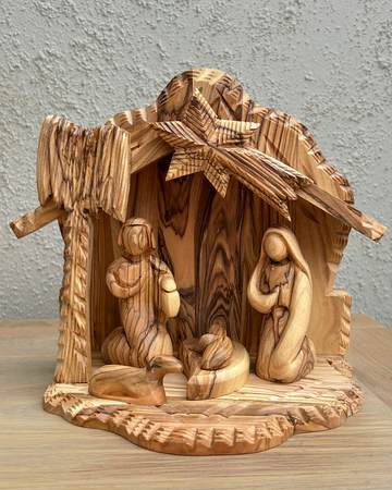 Olive Wood Nativity Stable Scene