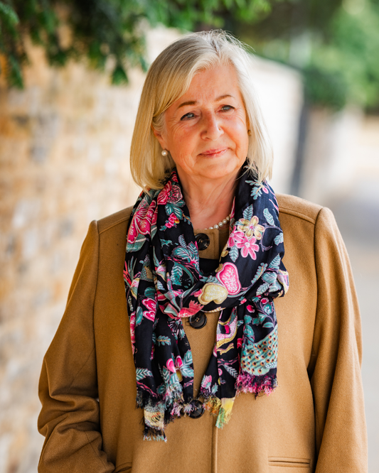 Black Floral Printed Scarf