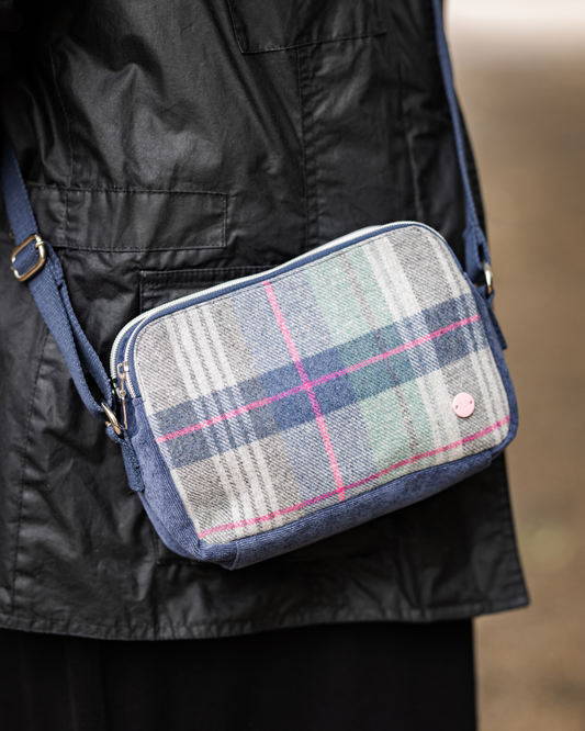 Blue Tweed Shoulder Bag