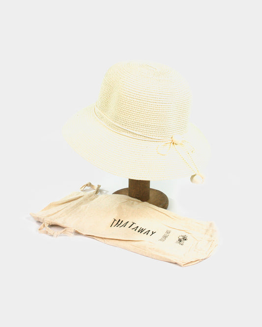 Cream Foldable Sun Hat in dust bag
