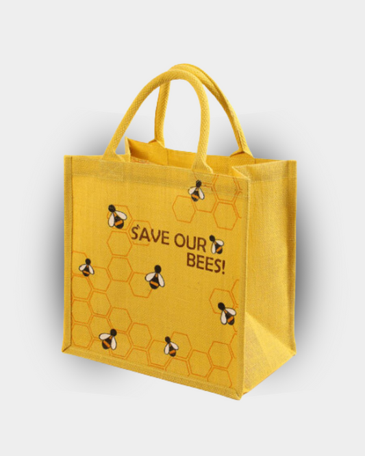 Save Our Bees Jute Shopping Bag