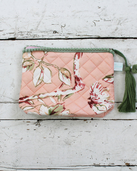 Peach Blossom Print Make Up Bag