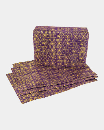 4 Sheets Hand Printed Purple Gift Wrap
