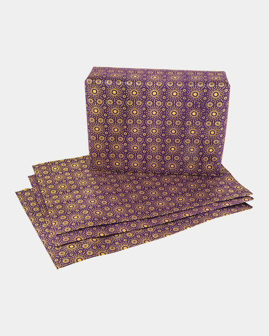 4 Sheets Hand Printed Purple Gift Wrap