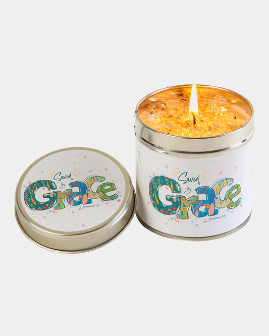 Saved By Grace Candle Tin