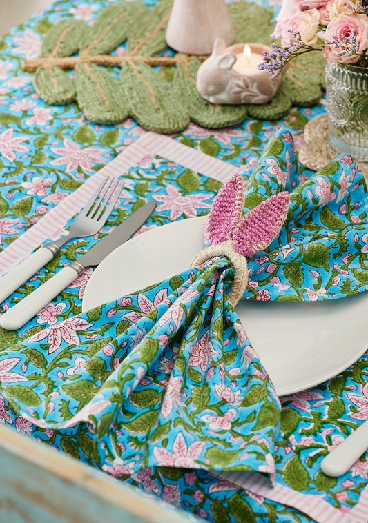 Set Of 2 Jute Bunny Ears Napkin Rings
