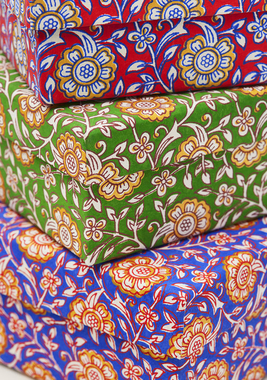Set of 3 Jasmi Floral Blockprint Boxes