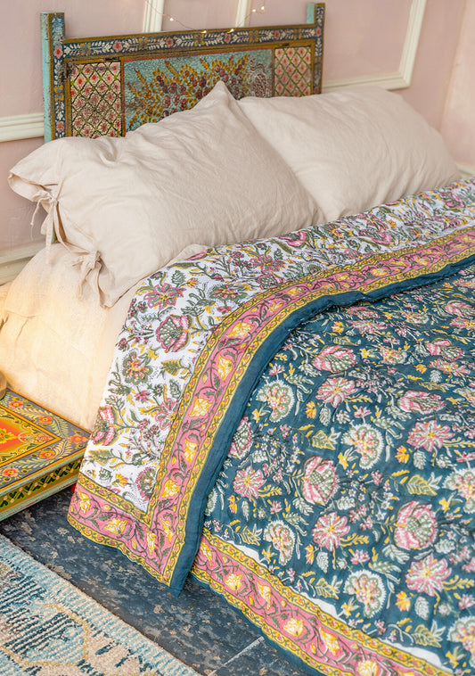 Malli Blockprint Reversible Quilt