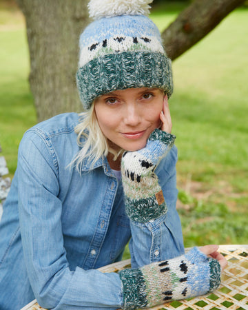 Hand-knitted wool and mohair Hazy Sheep handwarmer, Pachamama Nepal