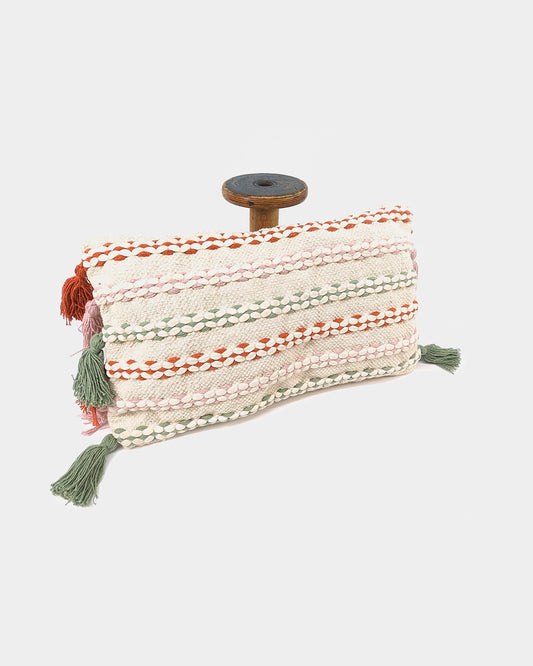 Cream & Multi Tasselled Rec. Cushion Cover