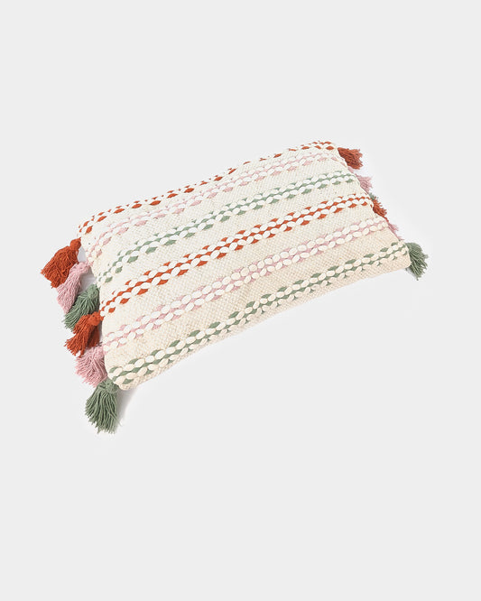 Cream & Multi Tasselled Rec. Cushion Cover
