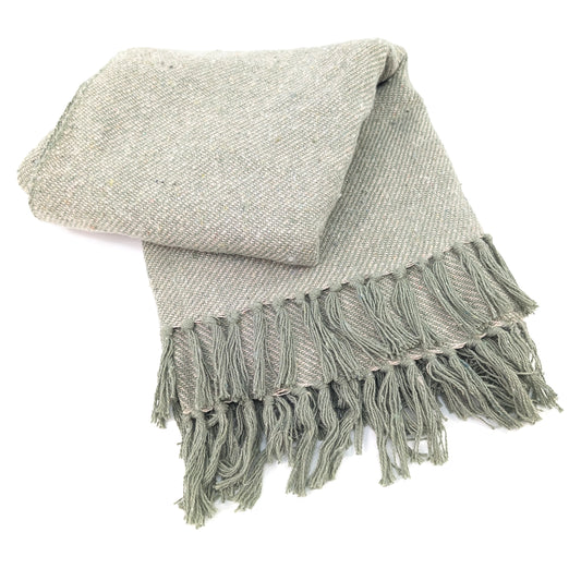 Green tassled Throw