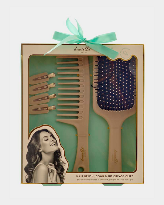 Danielle Hair Brush, Comb & No Crease Clips Set
