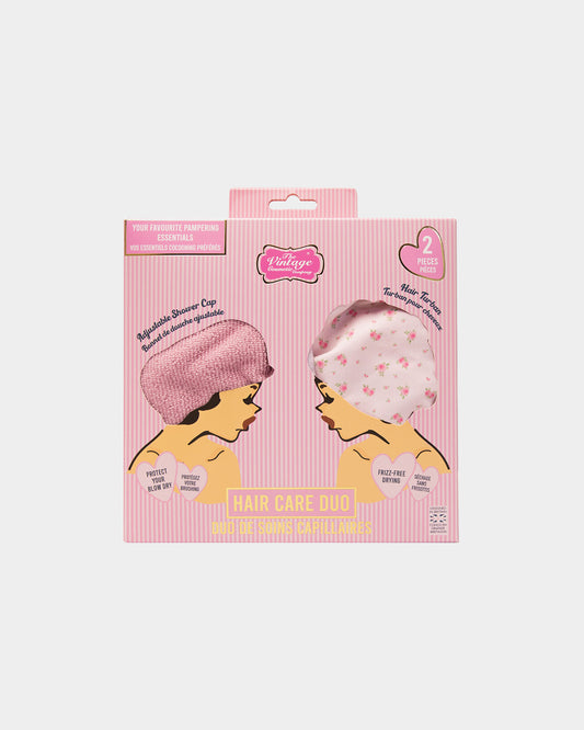 Vintage Shower Cap & Hair Turban Duo